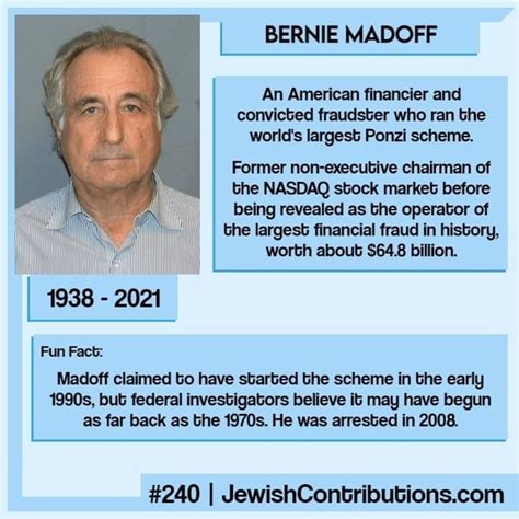 Bernie Madoff An American Financier And Convicted Fraudster Who Ran The Worlds Largest Ponzi