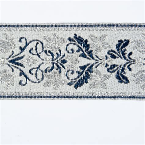 Indian Trim Indt18 06b Metallic Silver With Ice Blue Design Shine