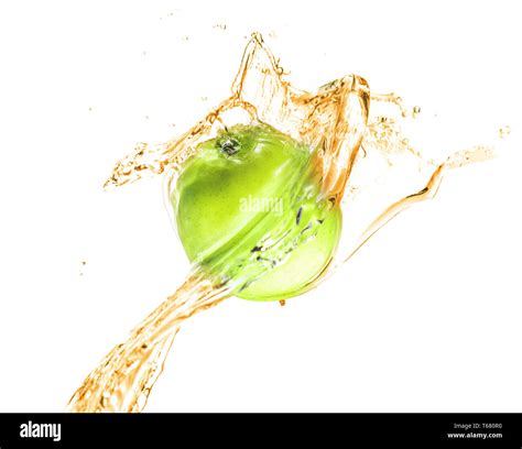 Green Apple With Water Splash Isolated Stock Photo Alamy
