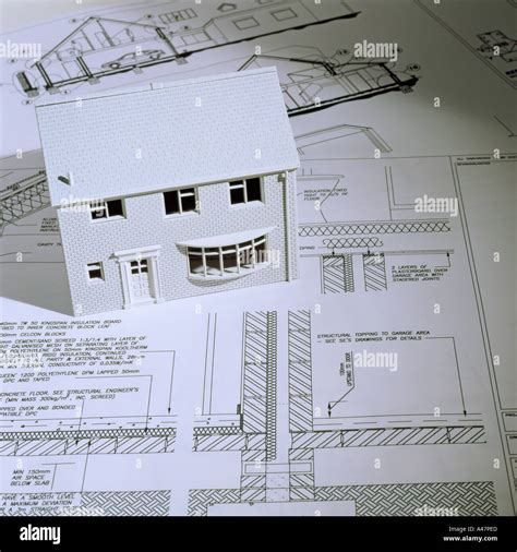 Model House And Architectural Blueprints Stock Photo Alamy