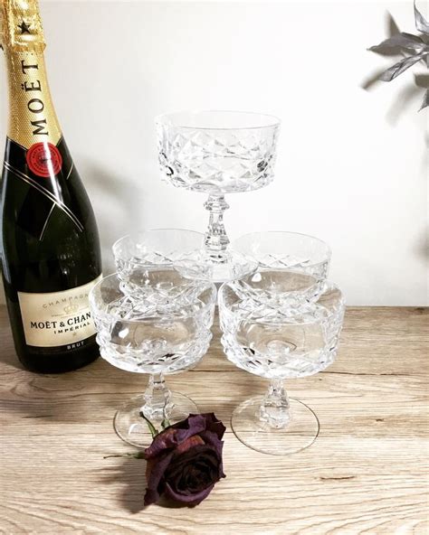 Set Of 5 Champagne Tall Sherbet Glasses Crystal Etsy Canada Blown