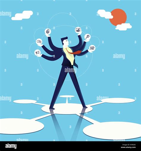 Business Multitasking Concept Illustration Executive Entrepreneur Man