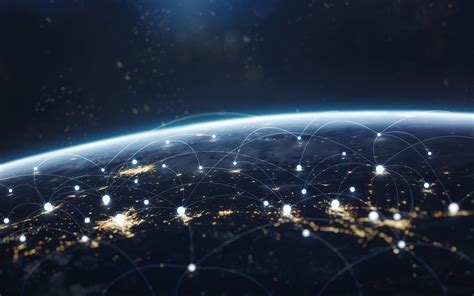 Data Exchange And Global Network Over The World Earth At Night