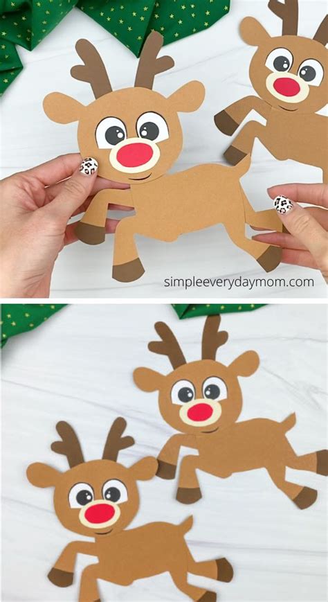 Paper Rudolph The Reindeer Craft For Kids Free Template Included