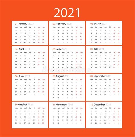 2021 Calendar Planner Set For Template Corporate Design Week Start On