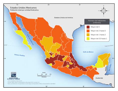 Mapa De Estados Unidos Mexicanos Poblacion