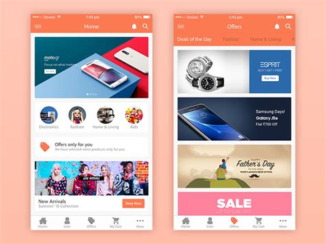 Even though you will be using this app on your phone, but its realistic features will make you feel that you are really sketching. eCommerce iPhone App Design In PSD - Mockup Free Downloads