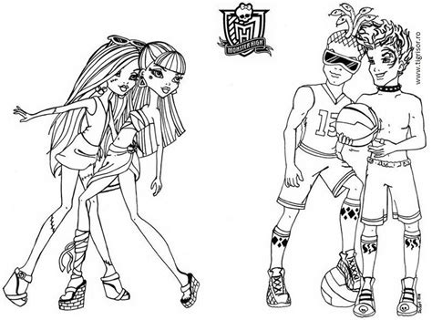 Desene de colorat grele cu fete. Plansa de colorat cu fete si baieti din Monster High ...