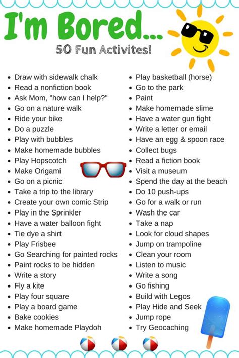Im Bored Free Summer Printable Things To Do When Bored Summer Fun