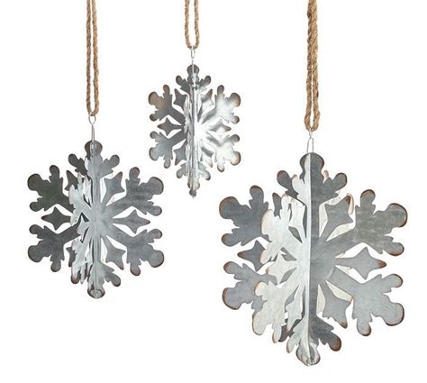Galvanized Metal Hanging 3d Snowflake Christmas Ornaments 9733716