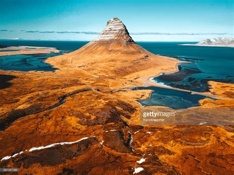 Aerial View Of The Kirkjufell Mountain In Iceland Aerial View Aerial