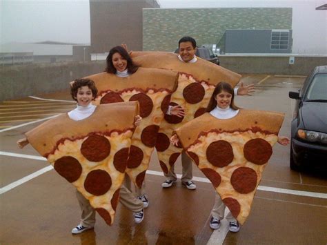 Wearing Pizza Costumes Group Halloween Costumes Pizza Halloween