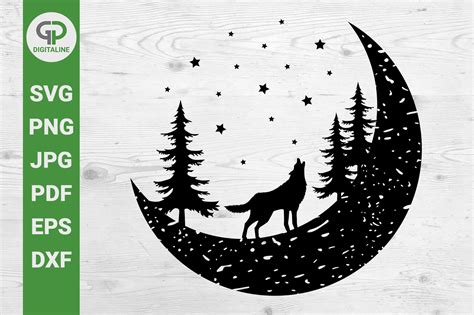 Wolf Howling At The Moon Svg Graphic By Gpdigitaline · Creative Fabrica