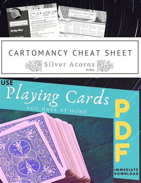 Cartomancy Cheat Sheet Pdf Download Now Etsy