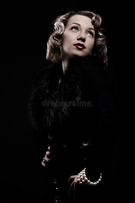 Retro Portrait Of Attractive Blonde Stock Image Image Of Alluring