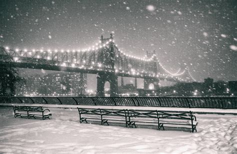 New York City Snow Janus Queensboro Bridge View From