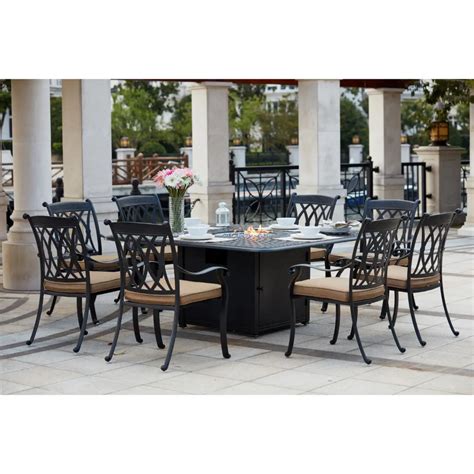 Fire Pit Dining Set Metal Dining Table Patio Dining Chairs Fire Pit