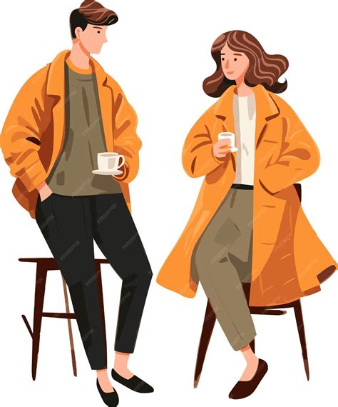 Premium Vector Couple Drinking Coffee Vector Illustration Of A Man