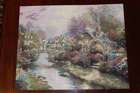 Thomas Kinkade Lamplight Bridge 20x16 Paint By Number Kit