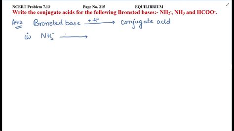 Write The Conjugate Acids For The Following Bronsted Bases Nh Nh