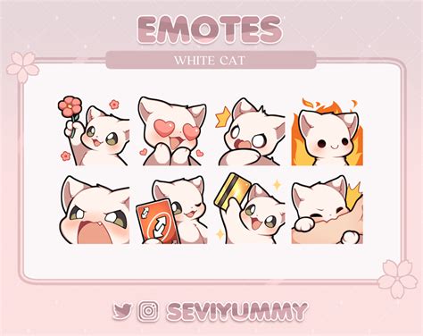 Cute White Cat Emotes Twitchdiscord Kawaii Kitty Neko Sevi