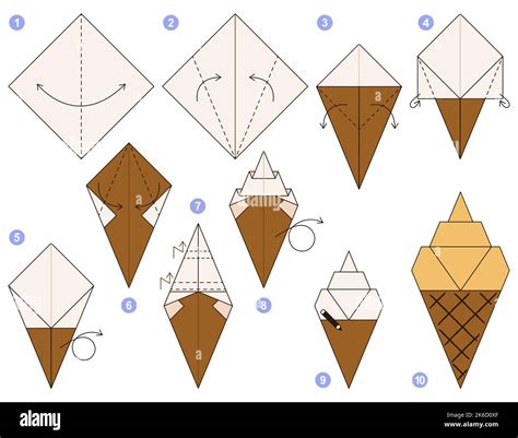 Origami Tutorial For Kids Origami Cute Ice Cream Stock Vector Image
