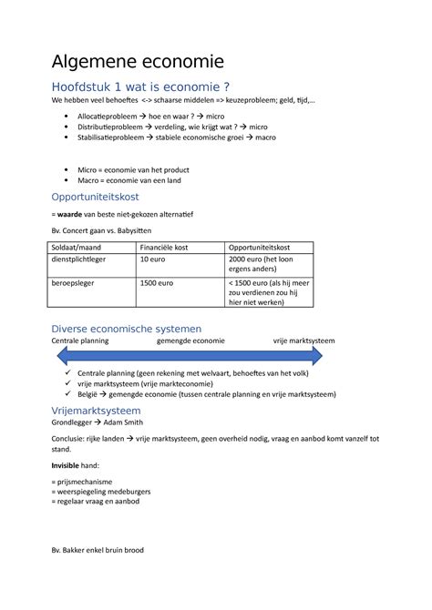 Algemene Economie 1 2 Algemene Economie Hoofdstuk 1 Wat Is Economie