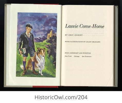 Vintage Illustrated Book Lassie Come Home By Eric Knight Holt Rinehart