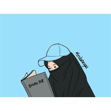 Download 5282 hijab free vectors. Gambar Kartun Muslimah Bercadar membaca Buku | Kartun ...