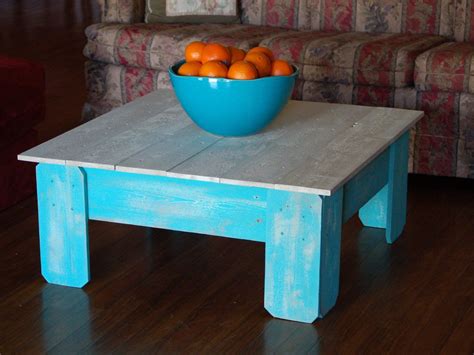 Accent your living room with a coffee, console, sofa or end table. Distressed White And Blue Coffee Table | Wood farmhouse ...