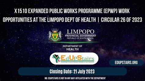X1510 Expanded Public Works Programme Epwp Work Opportunities At The