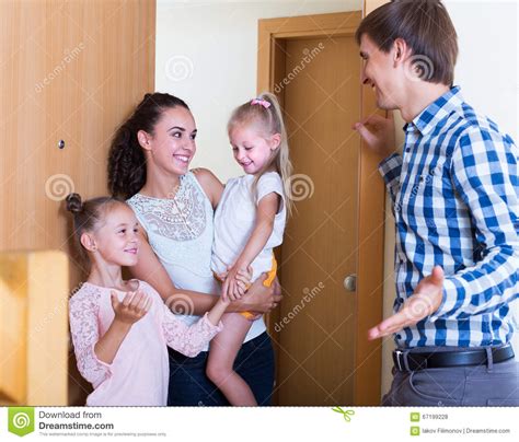 Hospitable Householder Meeting Expected Guests Stock Photo - Image of class, family: 67199228