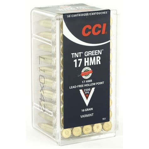 Cci 17 Hmr Rimfire Ammunition 16gr Tnt Green 50 Rounds — Caliber Armory