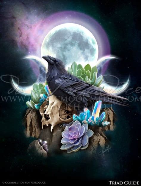 Triad Guide Raven Art Print Wiccan Altar Wiccan Art Pagan