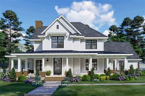 3 Bed One Story Modern Farmhouse Plan With Mudroom With Built In