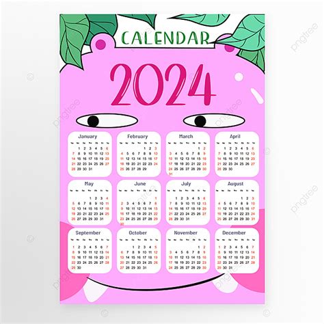 Calendario Plantilla Rosa Dibujos Animados Vector Descarga The Best Porn Website