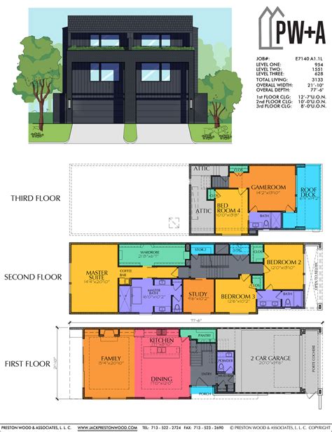 Two And A Half Story Duplex Plan Preston Wood And Associates