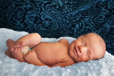 Newborn Baby Girl Smiling Stock Image Image Of Sleeping 22093031