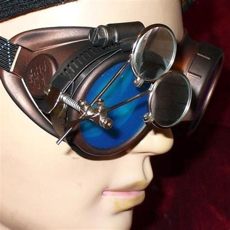 Steampunk Goggles Glasses Aviator Magnifying Lens Loops Rare Time