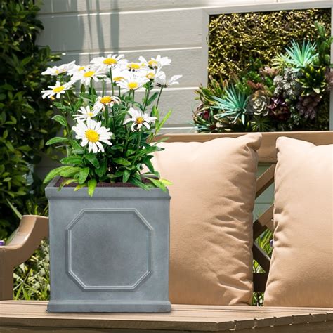 Faux Lead Chelsea Box Square Grey Light Stone Garden Planter W22 H22