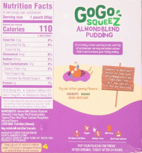 Gogo Squeez® Almond Blend Vanilla Pudding 4 Ct 3 Oz Kroger