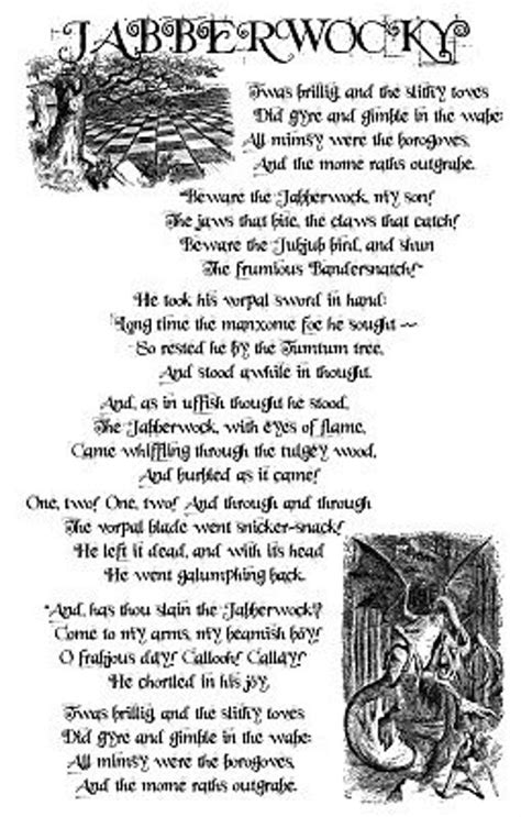 Jabberwocky Lewis Carroll Poem Alice In Wonderland Offset