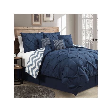 Avondale Manor Ella Pinch Pleat Reversible 7 Piece Comforter Set Blue