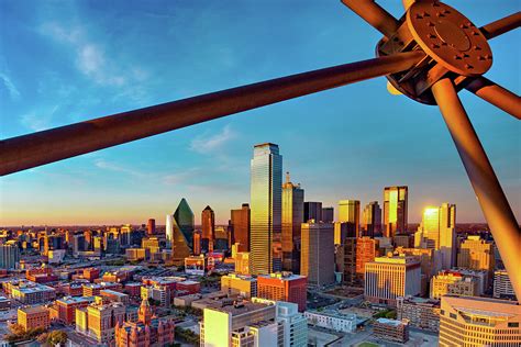 Dallas Skyline From The Observation Deck Of Reunion Tower At Sunset