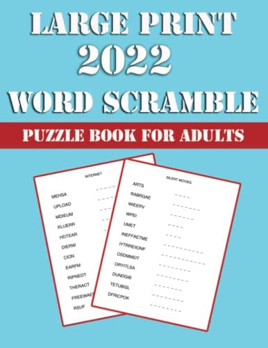 2022 Large Print Word Scramble For Adults 2022 Large Print Word