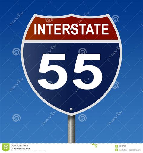 Highway Sign For Interstate 55 Stock Illustration Illustration Of