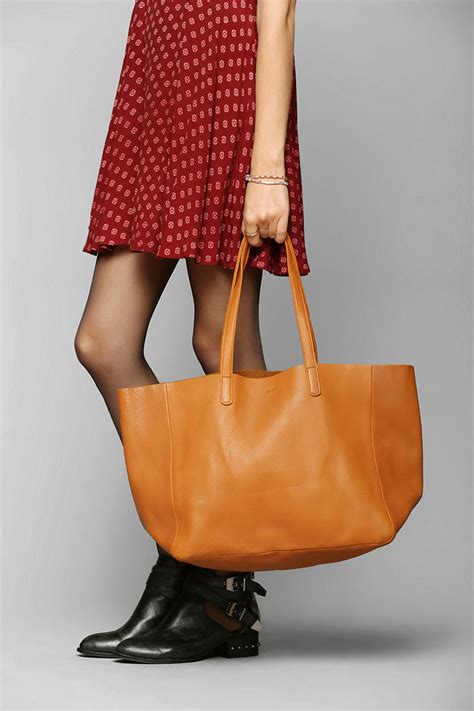 Urban Outfitters Baggu Oversized Leather Tote Bag In Brown