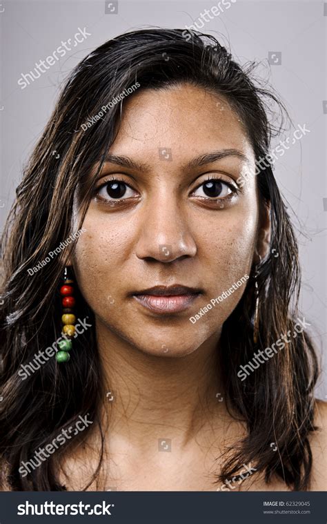 Indian Woman Face High Detail Portrait Stock Photo