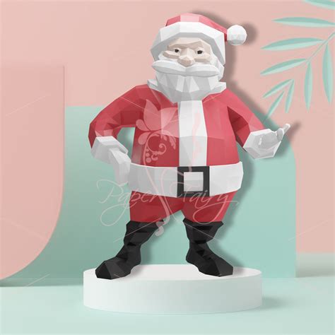 Low Poly Santa Clauspapercraft Santa Claus Pdf Template Etsy