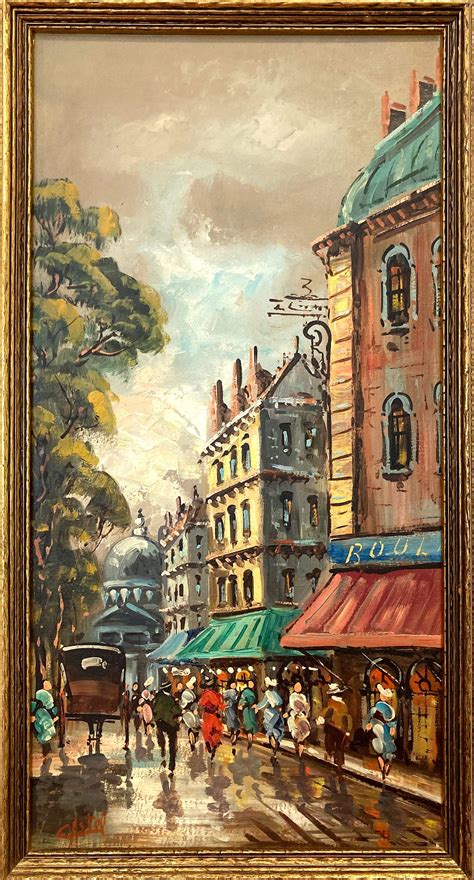 Unknown Parisian Street Scene French Impressionist Oil Painting Of